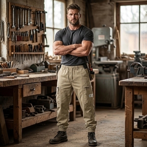 Pantalones Cargo Multibolsillos con Cordón Ajustable para <span class=keywords><strong>Hombre</strong></span>, 100% Poliéster, Estilo Japonés, Hip Hop, Sin Estampado - Product Image 1