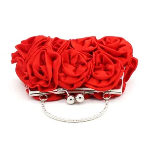 Wholesale Luxury Lady Flower Evening Bag Wristlets Wedding Red Rose Bag Ethnic Bridal Evening Clutch Bag - Designer Clutch