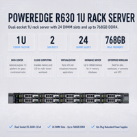 Serveur Rack d'occasion R630 R640 R650 R660 R610 R620 1U NVMe, Boîtier Cloud, Analytique, Extensible, Sécurité Réseau, Vidéosurveillance