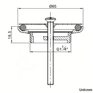 Siphon de lavabo encastré profil bas en acier inoxydable 304, G1-1/4" sans fente pour lavabo à poser sans trop-plein - Product Image 6
