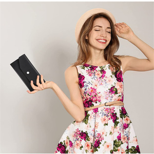 Carpeta de sobres para presupuesto con hojas sueltas, tarjetero de cuero PU para mujer, billetera para efectivo, monedero largo y sencillo - Product Image 4