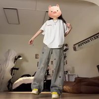 Pantalon en jean skinny respirant et écologique de haute qualité avec broderie motif chien de dessin animé mignon, taille mi-haute, style Y2K décontracté