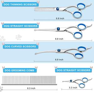 Kit de tijeras de aseo para perros con puntas redondas de seguridad Liren Professional 6 en 1 Tijeras de aseo para perros - Product Image 5
