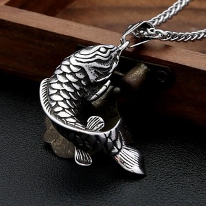 Yunnique – collier avec pendentif poisson Koi en acier inoxydable pour hommes, chaîne animale Punk Hip Hop, bijoux à la mode, cadeau - Product Image 4