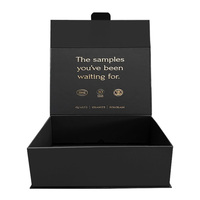 Emballage en carton écologique pour designer de logos, fermeture magnétique, boîte cadeau en papier pliable noire personnalisée avec logo