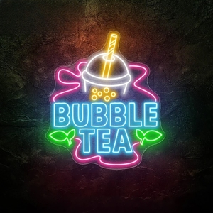 لافتة شخصية على شكل فقاعة بوبا أكريليك بإضاءة نيون ليد علامة مخصصة للشاي في الهواء الطلق ديكور فني جداري داخلي لغرفة متجر المتاجر - Product Image 4