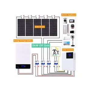 Highfly 5mm Solar Panels 5kw Complete Kit Off Grid Solar Energy System for Home