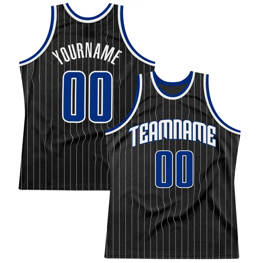 Custom Zwarte Pinstripe Jersey Voetbalshirts In Basketbalstijl Beste T-Shirt Design Website