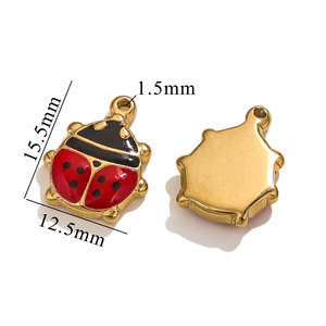 Acero inoxidable siete-manchado mariquita <span class=keywords><strong>Coccinella</strong></span> <span class=keywords><strong>septempunctata</strong></span> colgante DIY collar, pendientes insectos encantos - Product Image 6