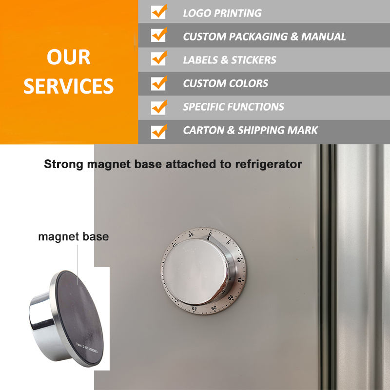 JR Mini Round Stainless Steel Rotating Mechanical Kitchen 60 Minute Countdown Magnetic Alarm Pizza Cooking Reminder Timer