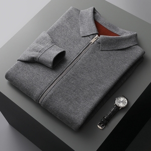 Cardigan da Uomo Autunno e Inverno in 100% Cashmere <span class=keywords><strong>con</strong></span> Cerniera e Collo a Camicia Maglione Lavorato a Maglia Personalizzazione all'Ingrosso - Product Image 6