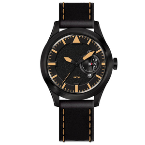 Gran oferta de relojes de movimiento japonés de acero inoxidable, reloj con esfera de grafito, reloj Retro de piel de vaca - Product Image 5