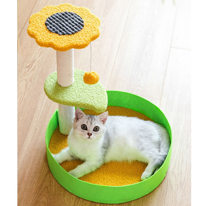 Felice gatto giocattoli interattivi fiore albero gatto all'ingrosso legno gratta e vinci - Product Image 4