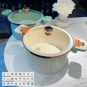 Olla a Presión de Piedra Maifan de 8L, Gran Capacidad, Baja Presión, Tapa de Vidrio Antiadherente, Revestimiento de Esmalte, Utensilios de Cocina Metálicos para Gas - Product Image 3