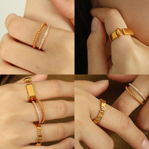 European American Style Retro Gold Plated <b>Ring</b> Women Floral Pattern Geometric Design Jewelry Gift - Product Image 4