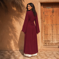 Robe Abaya pour femmes musulmanes, ensemble 2 pièces, dos à lacets, fermeture éclair cachée, fente latérale, à porter en extérieur ou en intérieur, 8 couleurs disponibles, Loriya