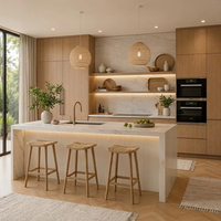Meubles de cuisine modulaires modernes et minimalistes en MDF avec tiroirs à fermeture amortie, ensemble de luxe avec îlot et évier intégré