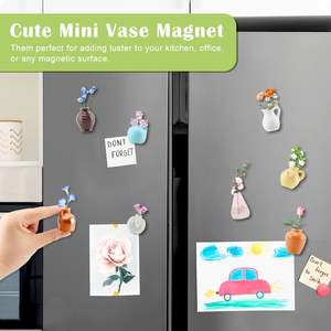 Imanes de Refrigerador con Mini Jarrones de Cerámica y Flores Artificiales, Divertidos Imanes Pequeños para Decoración de Refrigerador, Oficina, Cocina - Product Image 5