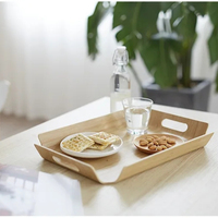 Vente en gros plateau en contreplaqué de bois courbé de saule et de noyer poignée de plateau de service en bambou pour assiettes à dîner boulangerie pour salle de bain salon
