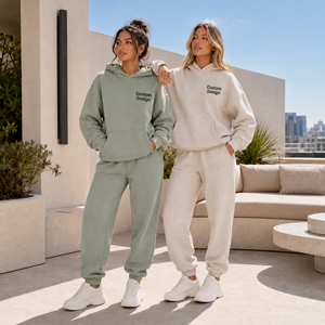 Felpa con Cappuccio e <span class=keywords><strong>Pantaloni</strong></span> <span class=keywords><strong>Tuta</strong></span> Oversize da Donna in Cotone 100% Traspirante con Tasche e Stampa Puff <span class=keywords><strong>Rosa</strong></span>, Prezzo all'Ingrosso Personalizzabile per Autunno Inverno - Product Image 1