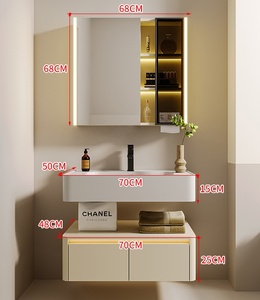 Wholesale different style size Modern hotel style white wood Lacquer Bathroom cabinet Sets Vanities with ceramic basin - Product Image 4