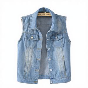 Chaleco Vaquero Moderno para Hombre, Estilo Casual Vintage, Esencial para el Guardarropa, Desgastado, Estilo Fresco sin Esfuerzo, Cortavientos, para Verano y Otoño - Product Image 2