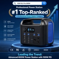 Station d'alimentation portable 600W avec sortie AC, batterie mobile haute capacité 576Wh avec charge rapide PD 100W pour CPAP