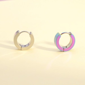 Orecchini a Cerchio in Acciaio Inossidabile dal <span class=keywords><strong>Design</strong></span> Minimalista, Placcati in Argento/Oro, Stile Geometrico Classico per Uomo e Donna - Product Image 4