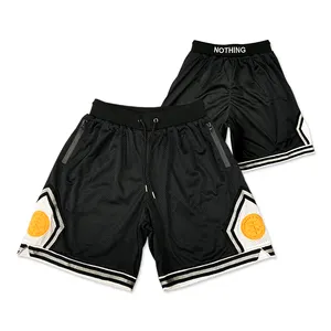 Günstige benutzer definierte Vintage Basketball Shorts Applique gestickte Logo Männer Mesh Basketball Shorts