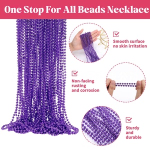 قلادات خرز معدنية مخصصة من HLC بطول 33 بوصة وعرض 6 ملم لحفلات الكرنفال، متوفرة باللون الأحمر والأزرق والذهبي لتزيين حفلات العروض - Product Image 4