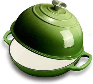 Cocotte en fonte émaillée avec couvercle, pot de <span class=keywords><strong>cuisson</strong></span> antiadhésif avec poignées à boucle pour cuisinière et four - Product Image 2