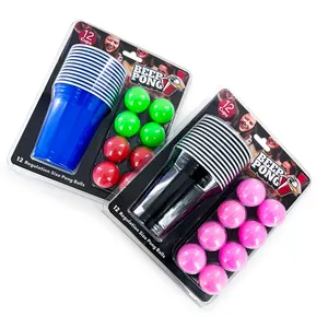 Adults Drinking Games Party Cup Beer Pong Set 12pcs Beer Cup Colorful Pong Balls Drunk Games Beer Pong Set