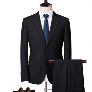 Costume d'affaires pour homme, simple boutonnage, coupe classique, respirant, infroissable, mélange de laine pour tenue formelle - Product Image 1