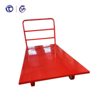 Chariot industriel pliable OEM robuste à grande plateforme, cadre métallique à barre simple, quatre roues en PU, capacité de 450 kg