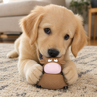 Jouet pour chien en latex, forme de vache brune aux yeux bouleversés, jouet à mâcher pour chiot, jouet interactif pour animaux de compagnie, pour chiens de petite et moyenne taille