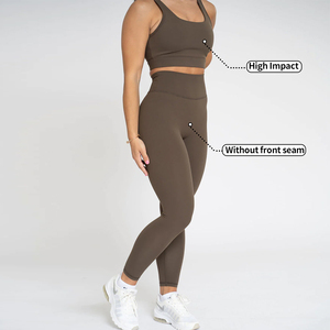 Mallas de Yoga personalizadas para <span class=keywords><strong>mujer</strong></span>, conjuntos de entrenamiento para correr, <span class=keywords><strong>ropa</strong></span> de Yoga, Tops, <span class=keywords><strong>ropa</strong></span> de ejercicio, conjuntos de Fitness de gimnasio suave y mantecoso - Product Image 4