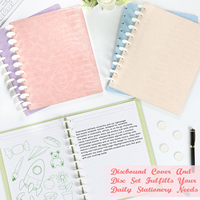 Couverture en cuir personnalisable Discbound Planner Rose Vert-Couverture pour ordinateur portable Disc Set Letter Size 9 11.5in Discbound Notebooks