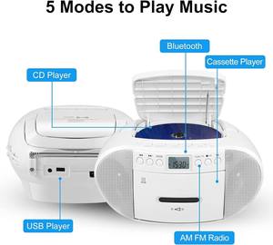 Factory Portable <b>CD</b> Cassette <b>Player</b> BT-9224 AM FM Radio USB Audio Boombox A-B Repeat for Home Entertainment English Learning - Product Image 2