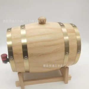 Fût en bois de 3L en chêne avec bandes en laiton et robinet pour la présentation de vin sur comptoir - Product Image 4