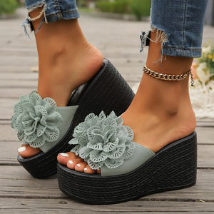 Sandalias de Plataforma con Cuña y Suela Gruesa M18, Novedad de Verano, Tallas Grandes, Diseño Floral, Moda para Mujer - Product Image 6