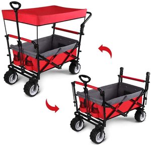 Chariot de jardin pliable créatif <span class=keywords><strong>extra</strong></span> <span class=keywords><strong>large</strong></span> avec auvent amovible chariots pliants chariots utilitaires avec roues et rangement arrière - Product Image 3