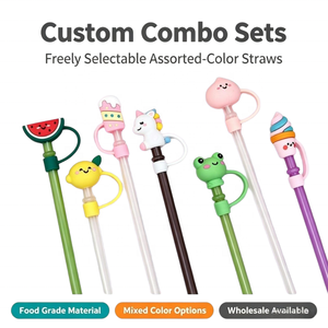 Adornos de Silicona para Pajitas con Diseños Divertidos de Dibujos Animados |   Tapas Decorativas para Pajitas de Grado Alimenticio con Múltiples Diseños |   Accesorios para vasos con pajita de 8/10 mm - Product Image 3
