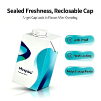 Emballage de lait personnalisé en carton gable top aseptique 500 ml, empilable, écologique, avec bouchon à clapet 30 mm