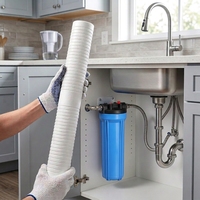 Élément filtrant à eau rainuré de 20 pouces, 270 g, pour filtration industrielle, prix d'usine, filtration à lit profond
