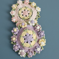 Sous-verre floral au crochet fait main, motif fleur 3D, tapis de tasse tricoté, décoration de table au crochet, sous-verre mignon fait main pour tasses