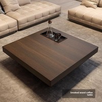Table basse flottante en noyer, style italien moderne et minimaliste, idéale pour les salons familiaux, les appartements et les hôtels