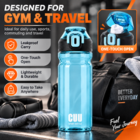 Bouteille d'eau sport personnalisée pour PC, 600 ml, 750 ml, anti-fuite, avec couvercle verrouillable, en polycarbonate transparent, OEM ODM