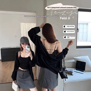 Capospalla senza schienale femminile all'inizio dell'autunno nuova bellissima canotta Casual per indumenti interni in cotone a coste - Product Image 2