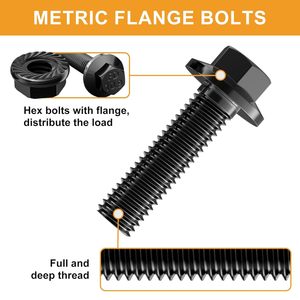M6 M8 <b>Flange</b> Hex <b>Bolt</b> Nut Washer Kit 10.9 Alloy Steel Black Zinc For Auto Repair - Product Image 2
