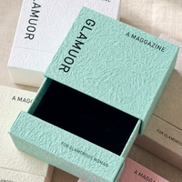 Boîte à bijoux personnalisée avec tiroir coulissant en papier texturé, doublure noire rembourrée, boîte cadeau pour échantillons cosmétiques, logo personnalisé OEM